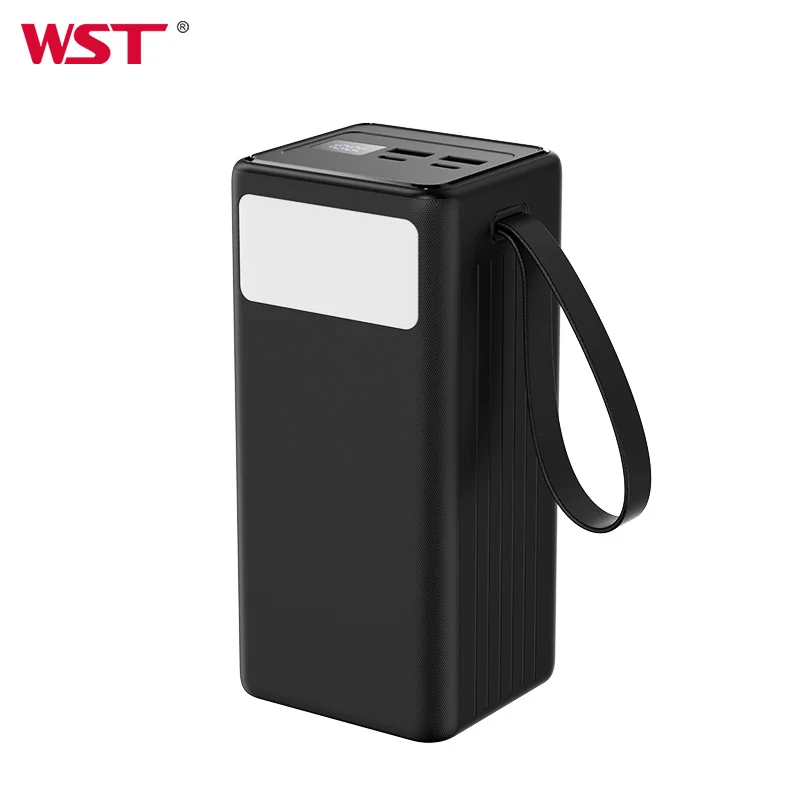 WST Floodlight LED Display Rope Handle Power Banks Outdoor Mobile Phone Portable High Capacity 50000mah Fast Charging Power Bank