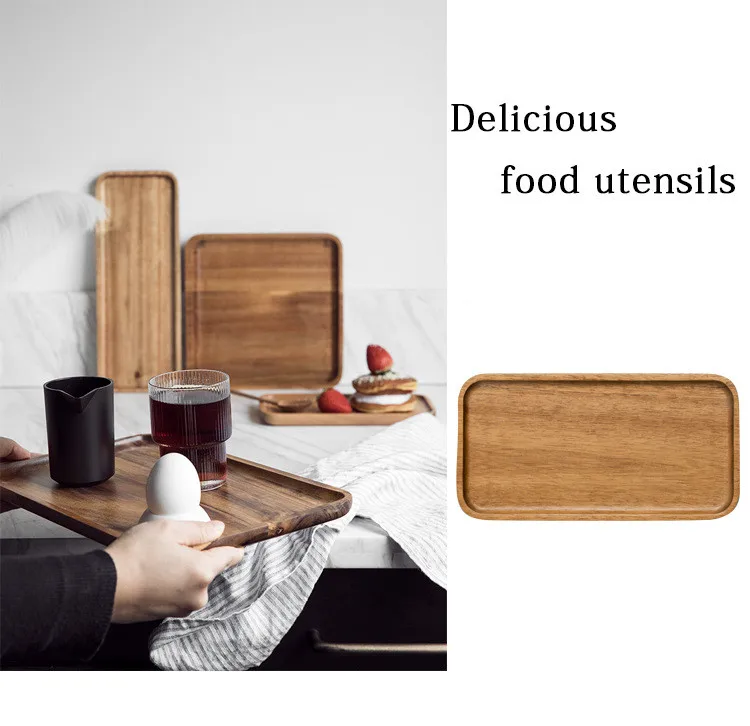 Black Luxury Acacia Wooden Coffee Table Decorative Rectangular