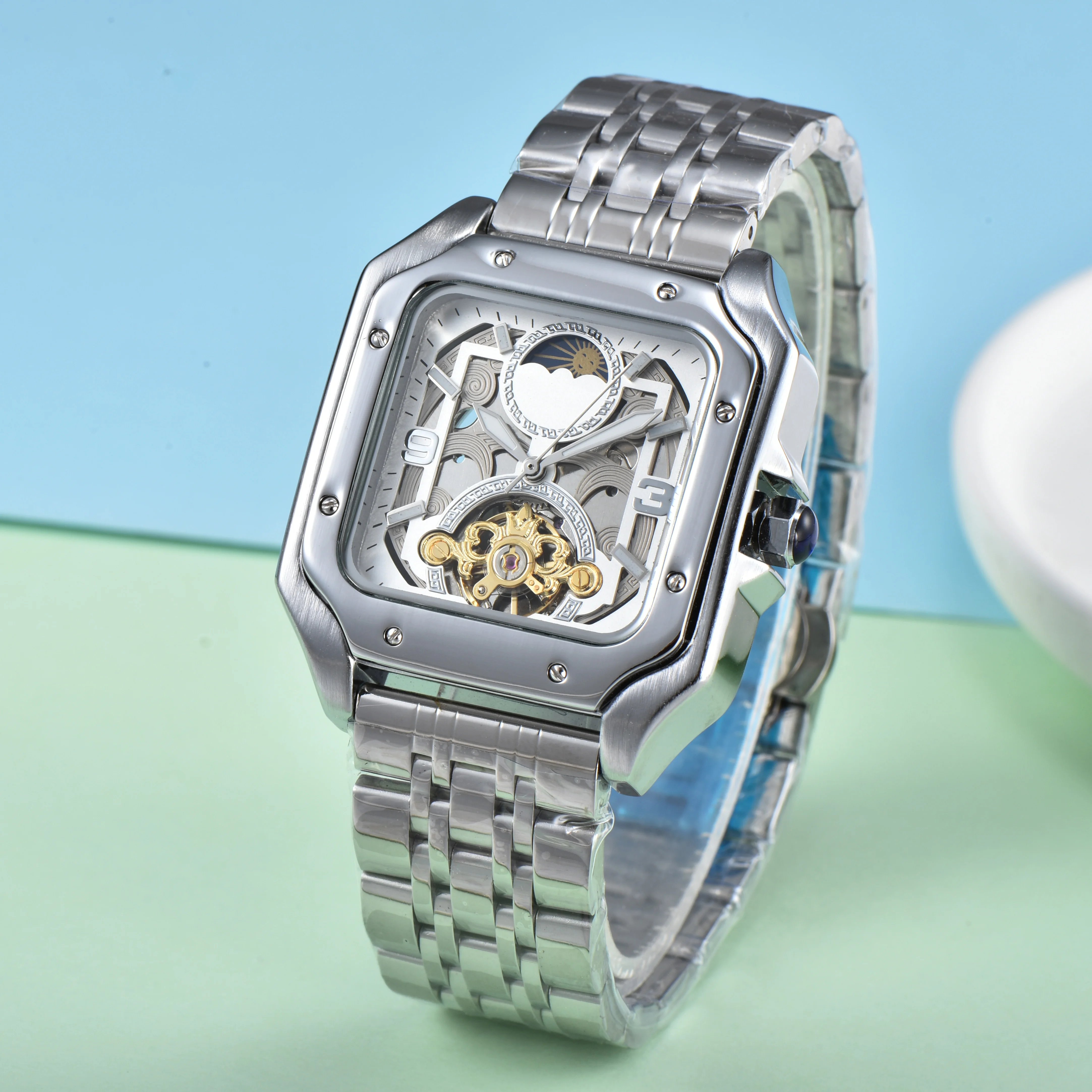 Men's Luxury Mechanical Square Watch - Waterproof