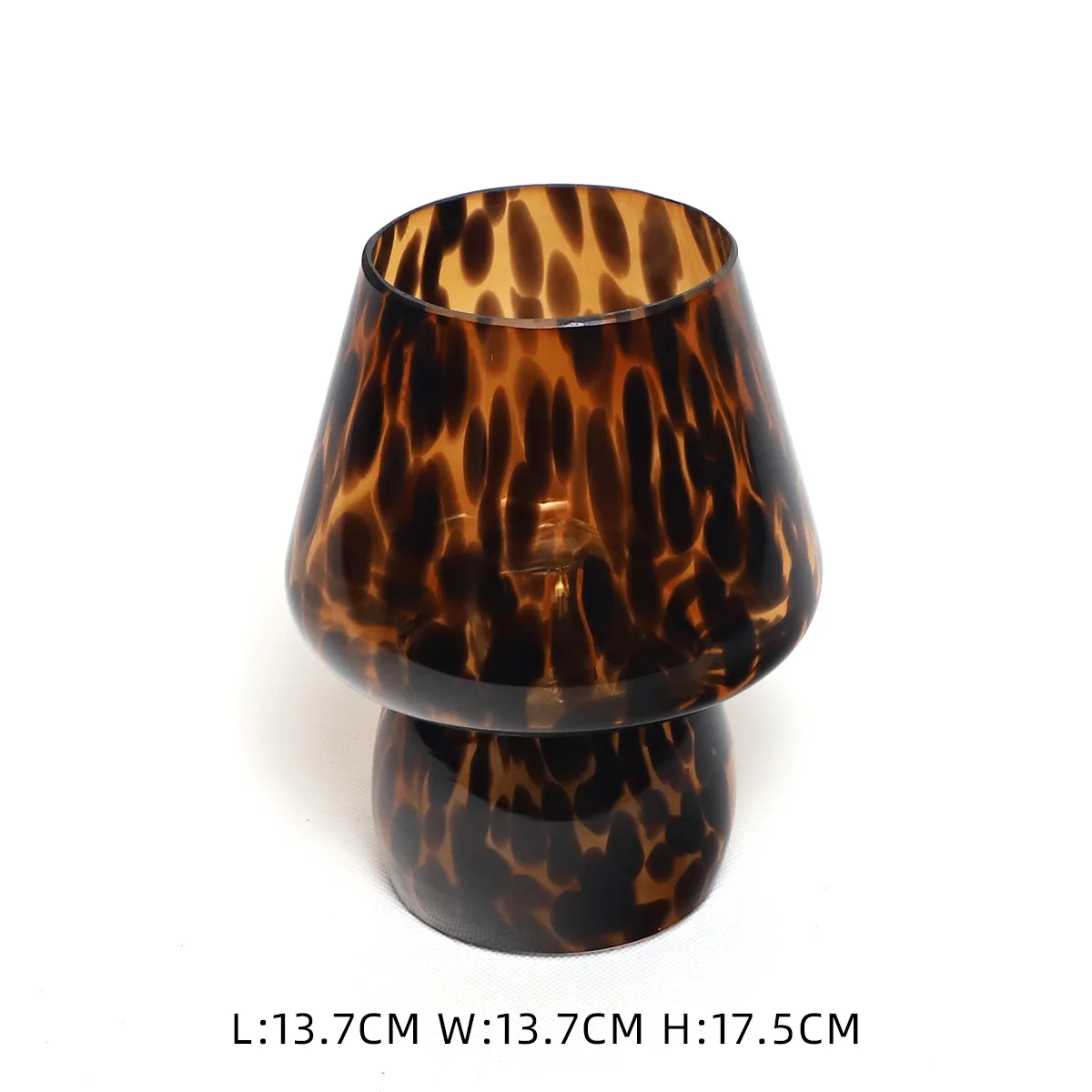 High Quality Material Leopard Creative Gift Night Light Translucent Bedside Lamp Glass Striped Mushroom Table Lamp supplier