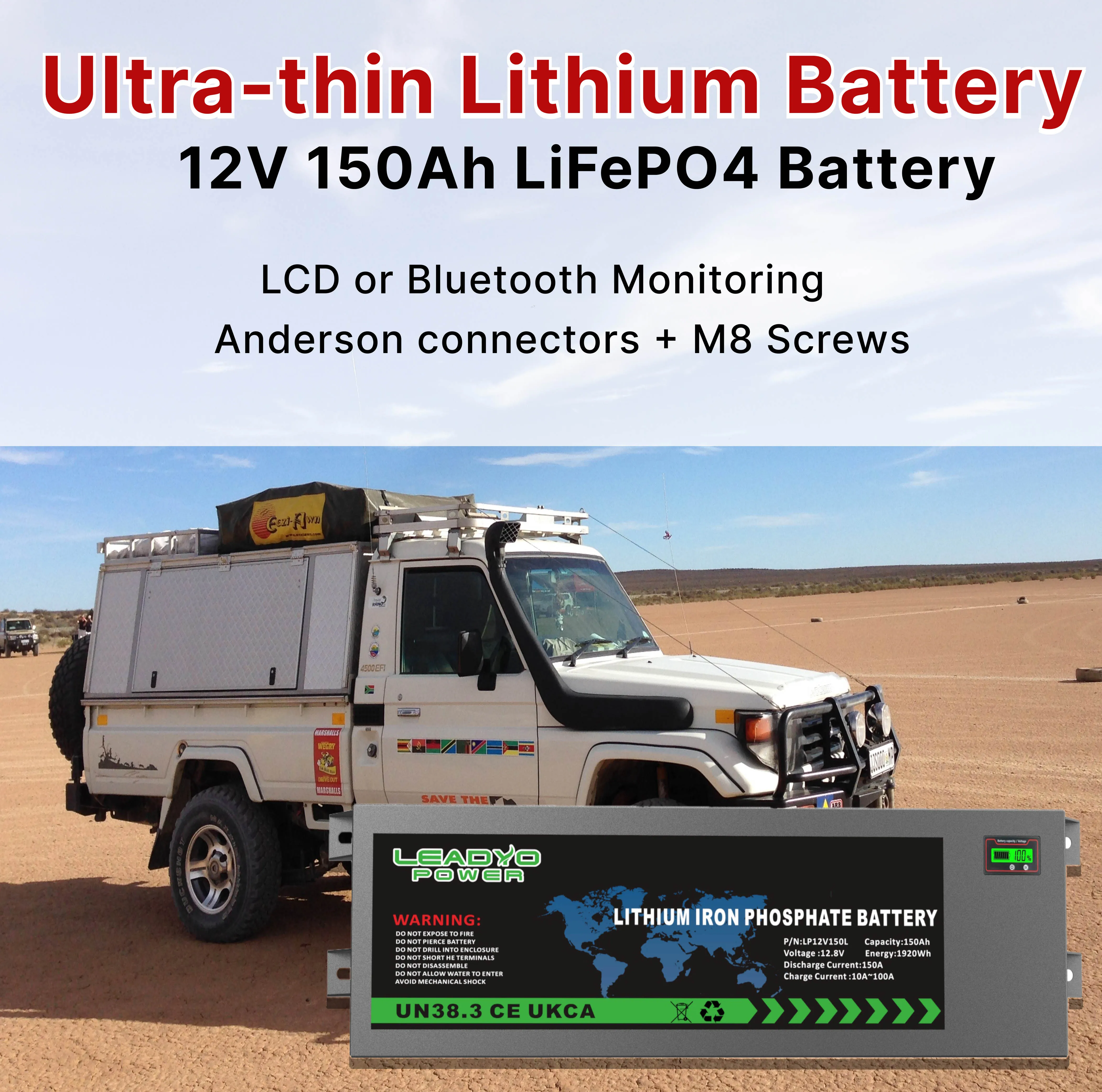4WD 4x4 Offroad Vehicle Ultra Slim Lithium 12V 150Ah 200Ah Slimline Deep Cycle LiFePO4 Battery For Offroad supplier
