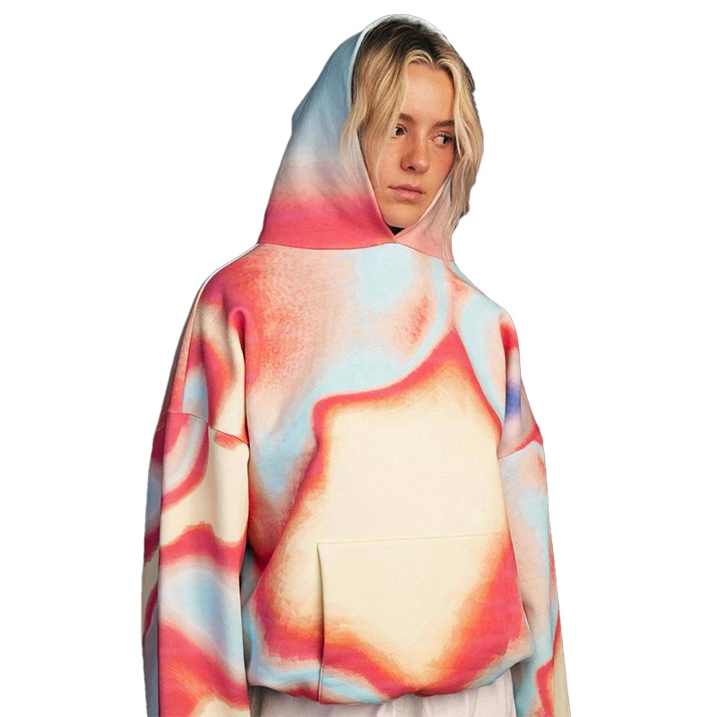 Salati Custom Wholesale Pullover Sweatshirts 3d Print Acid Wash Heavy Coton French Terry Oversized Tie Dye Unisex Hoodie for Men gallery 3