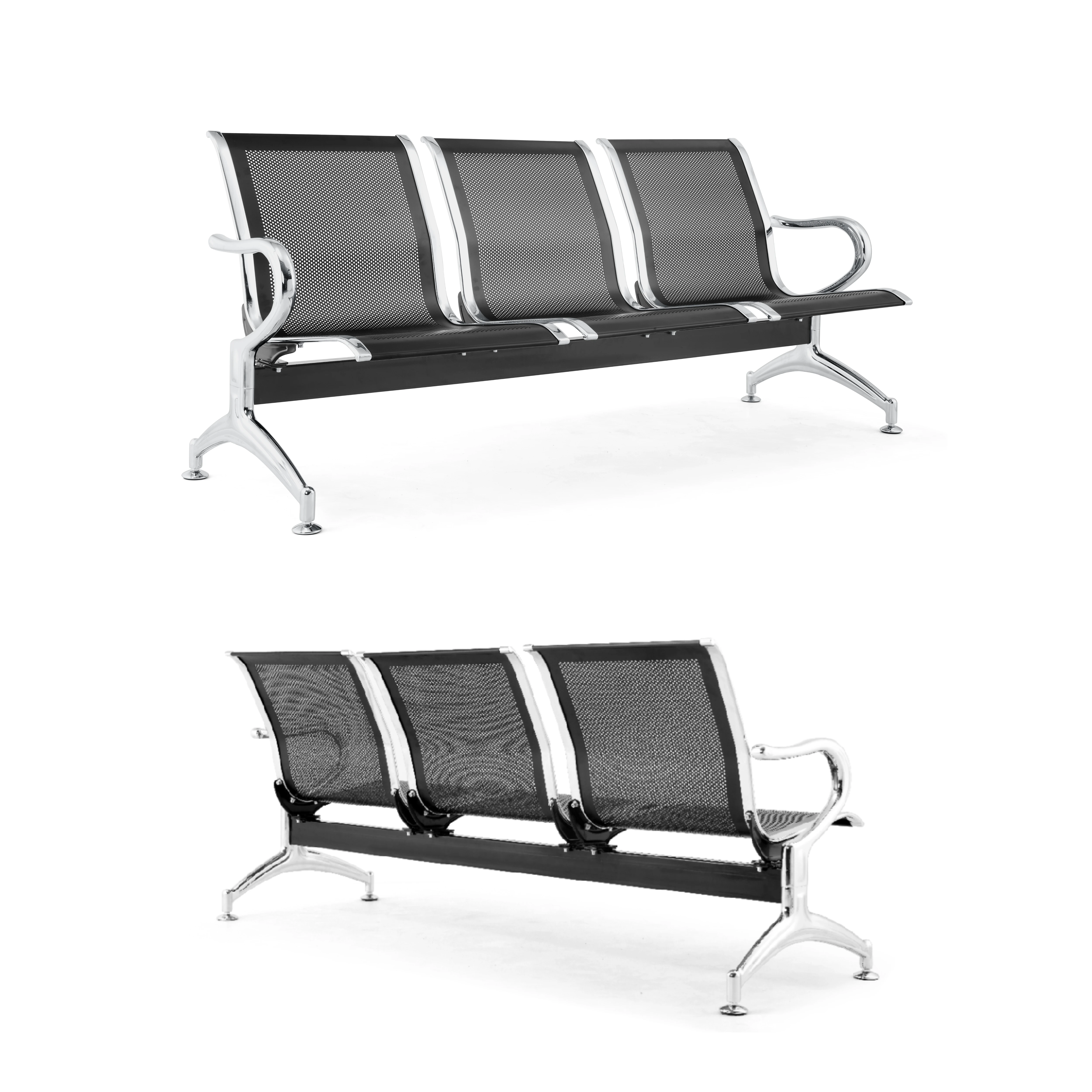 Airport Chair Waiting Metal Waiting Chair Used Hospital Waiting Room Public 3 Seasts Gang Bench with Armrest