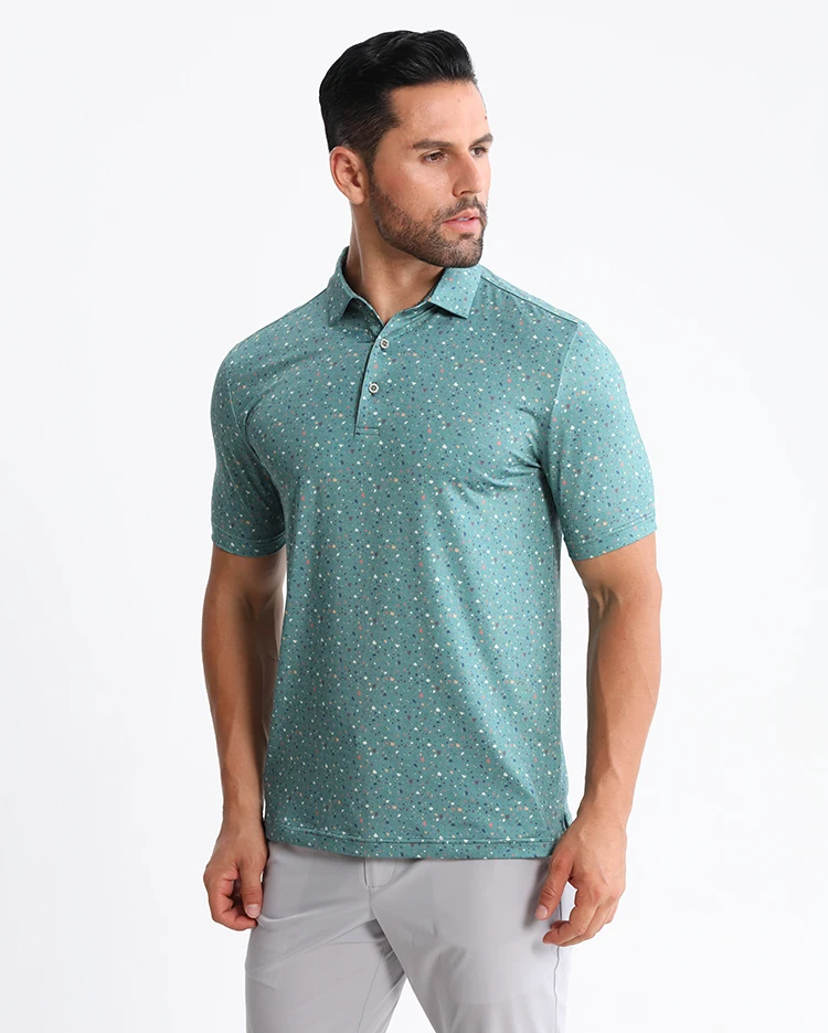 Custom Logo Stiff Collar Golf Tee Shirts Funny Pattern Polyester