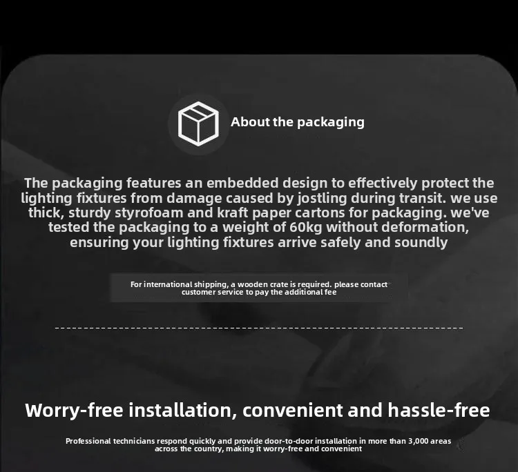 Packaging & shipping specifications