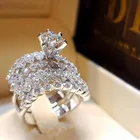Wedding Ring For Women 2Pcs/Set CZ Engagement Bridal Wedding Copper Ring Set For Women Fashion Jewelry Gift