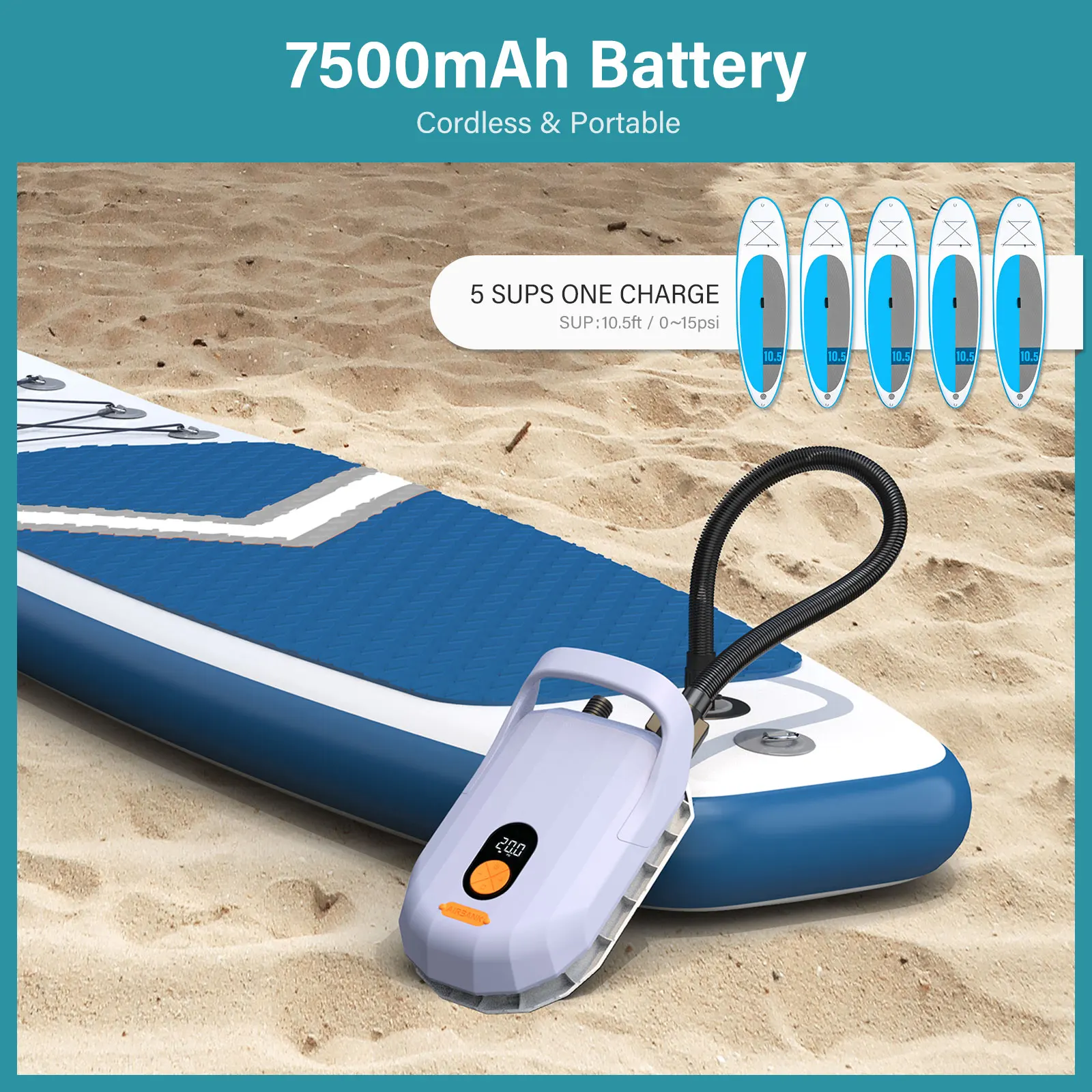 12v 20 Psi High Pressure Inflatable Sup Pump Rechargeable Inflating