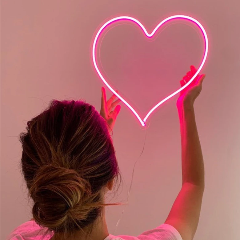 SHENPU Heart Shaped Love Neon Sign LED Neon Lights Neon Sign Heart