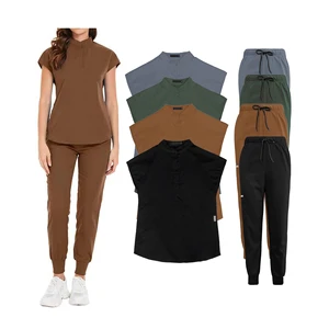 Nurse Scrubs Uniform Sets Custom Unisex Woven Breathable Jogger Hospital Reusable Stretchy Sexy