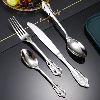 Antique Royal Hotel Wedding Gold Cutlery Set - 4pcs Stainless