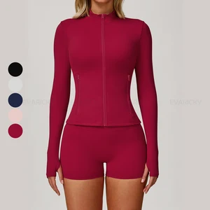 Wholesale Long Sleeve Thumb Hole Women's Yoga Wear New Autumn Women's Running Sports Outdoor Casual Zipper Jacket With Pocket