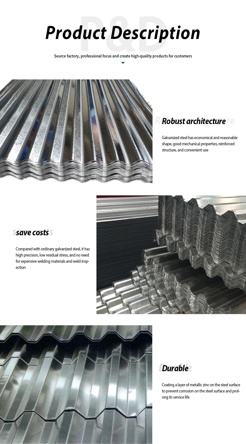 Galvanized Corrugated Sheet/used Metal Roofing/steel Metal Roofing