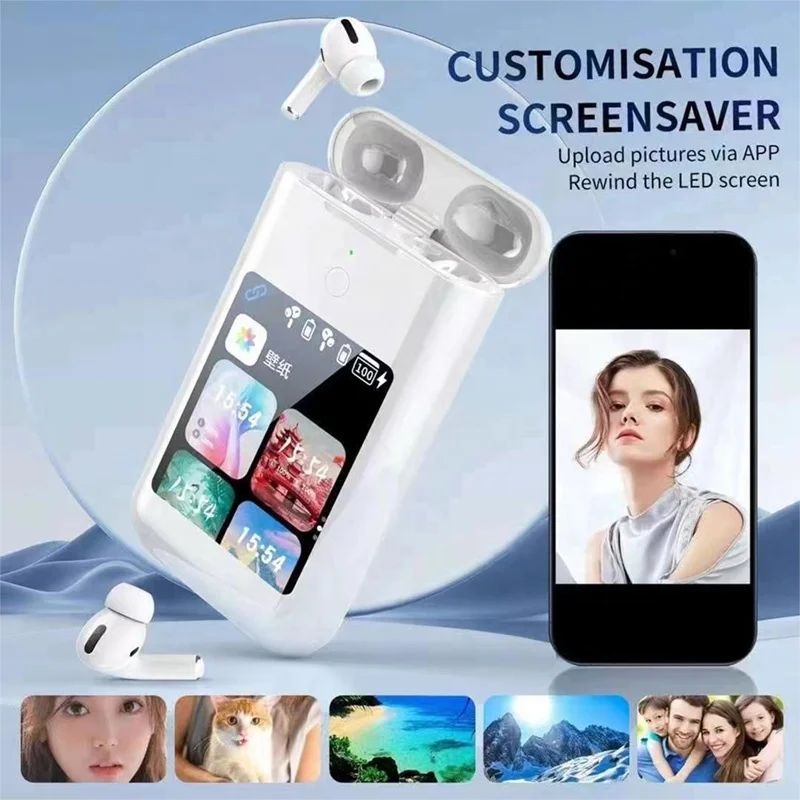 TF20 BOX TWS Earphone LCD Color Touch Screen 8000mah Long Battery Life Power Bank in Ear True Wireless Earbuds TF20 BOX