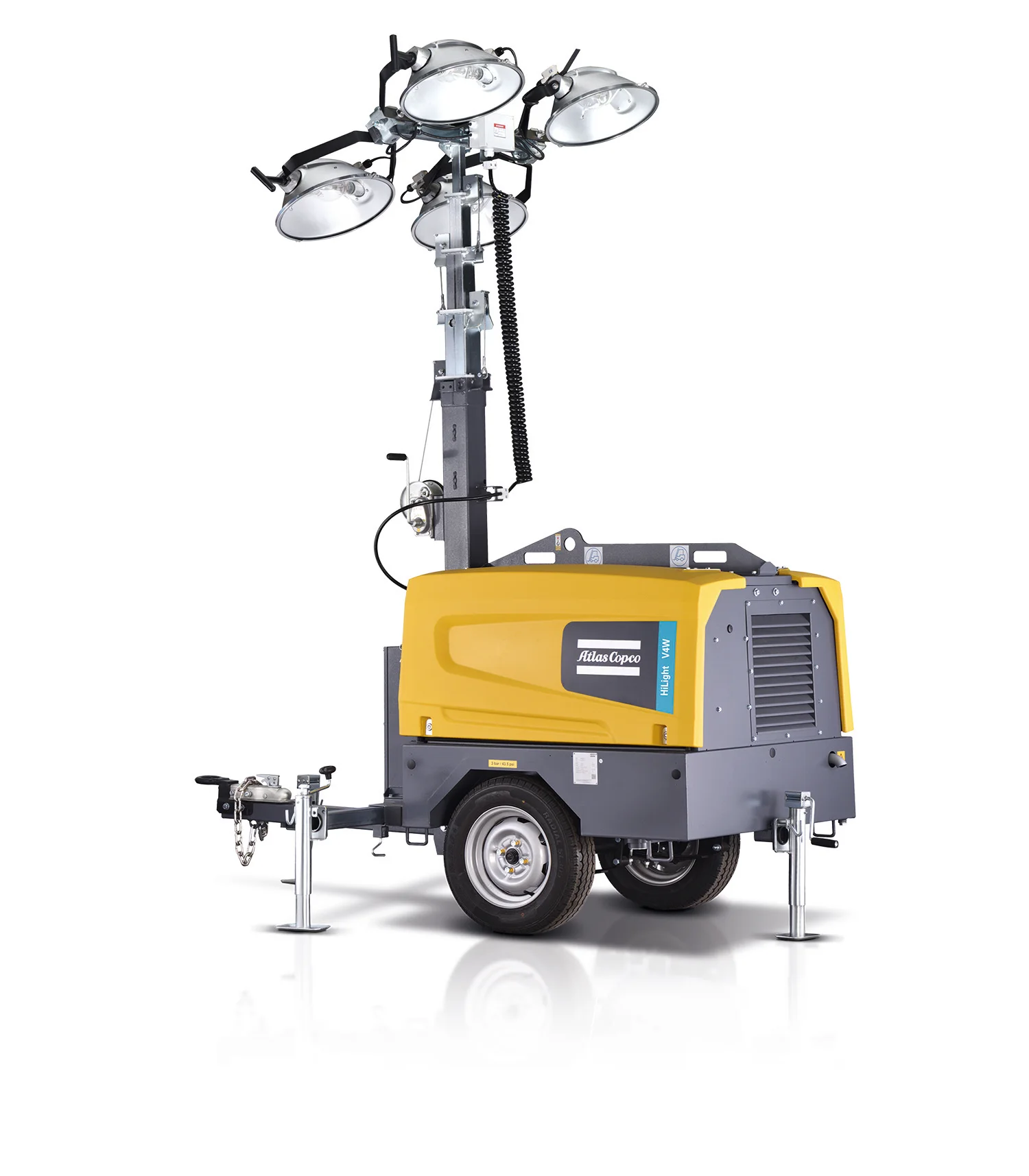 Atlas Copco HiLight V4+ V5+ Manual Portable Light Towers Outdoor 5m LED Electric Lighting Car for Industrial Use AC Power Source
