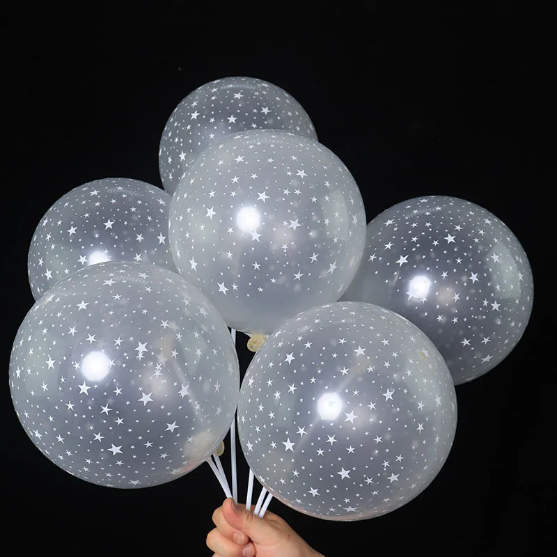 12  Inch 2.8g Stars Printed Clear Balloon Toy Balloon Party Decoration