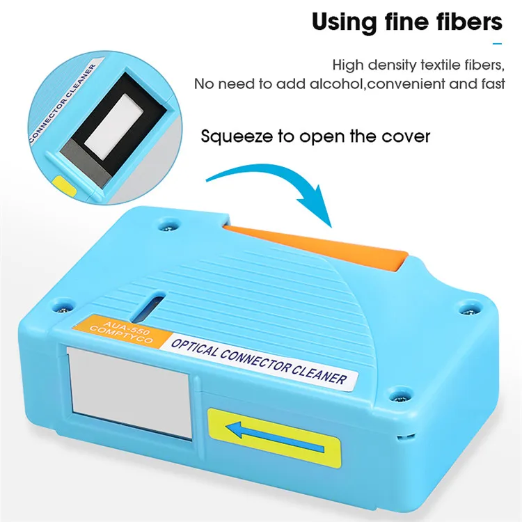 Optical Fiber Connector Cleaner Fiber Conector Cleaning Cassette, 500 times Cassette Cleaner Fiber Optic Cleaning Box