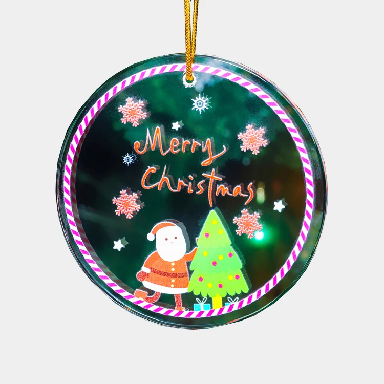 Wholesale Snow Round Hanging Ornament Car Decor Crystal Creative Christmas Glass Pendant Glass Ornament