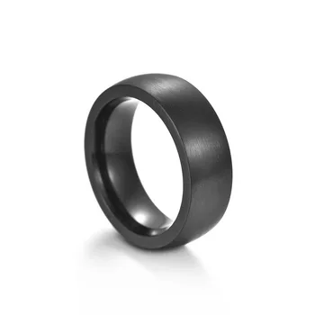 8MM Black Sliver Simple Brushed Matte Tungsten Steel Men's Wedding Band Ring
