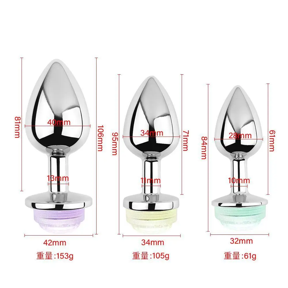 Remote Control Flashing Light 13 Color Changing and Colorful Anal Butt Plug Metal Anal Plug LED Plug Anal Sex Toys for Women