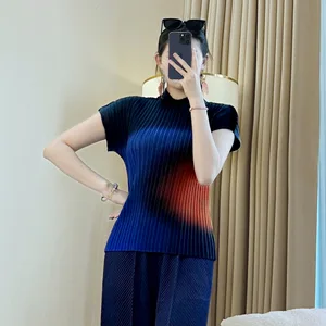 Miyake 2026 Summer New Slim Women's T-Shirt Generation Hair Pleated Temperament Loose Meat-covered Short Jacket Knitted Solid