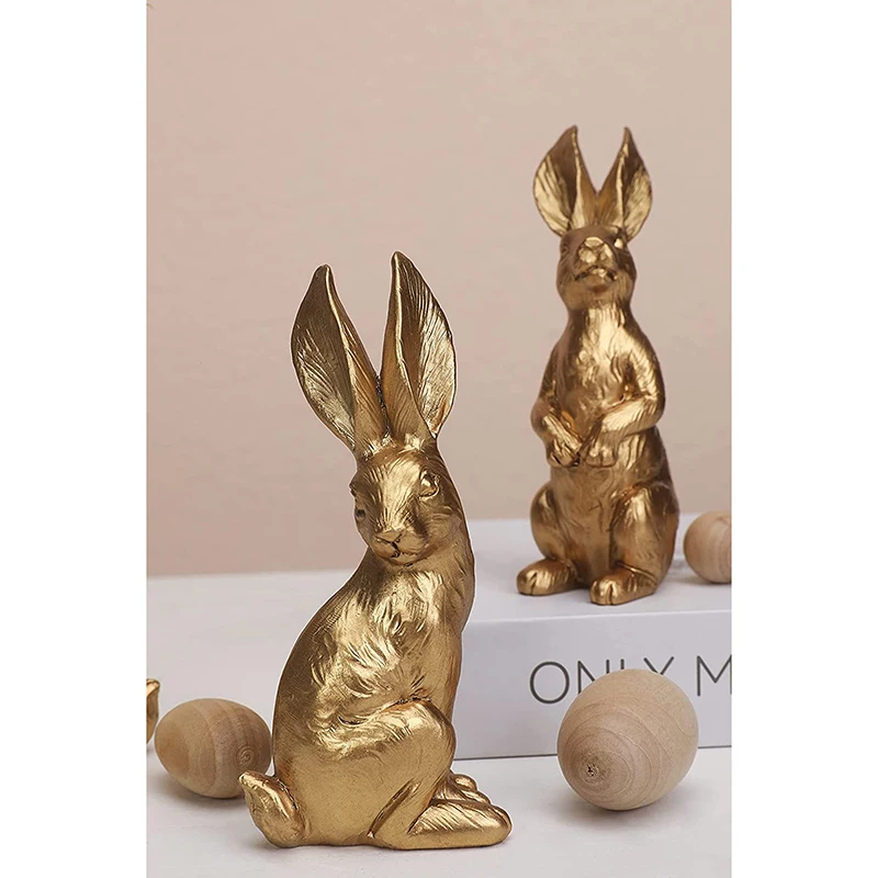 product wholesale custom nordic vintage resin rabbit figurine set easter home decoration animal sculpture for holiday gifts-7