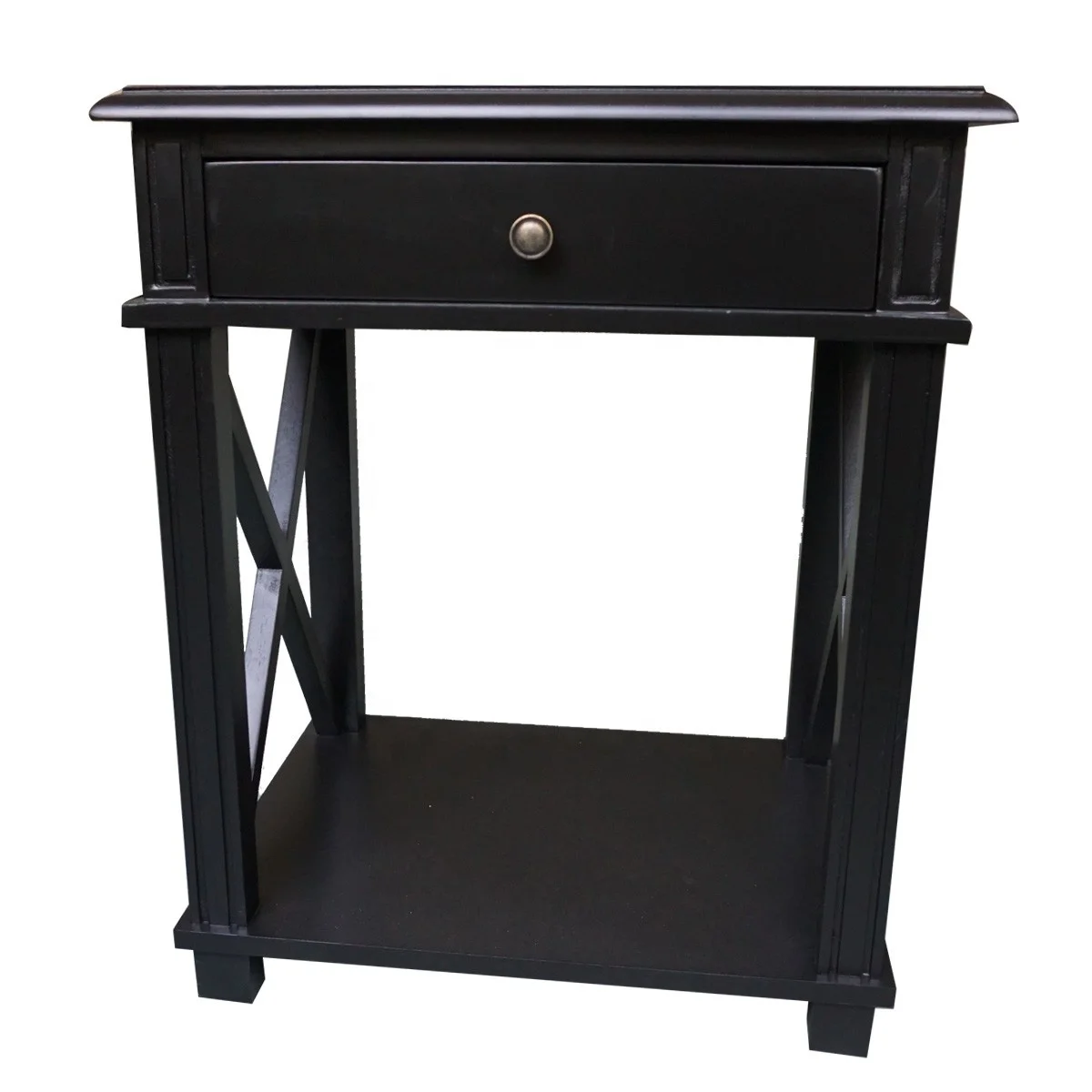 black hamptons bedside table