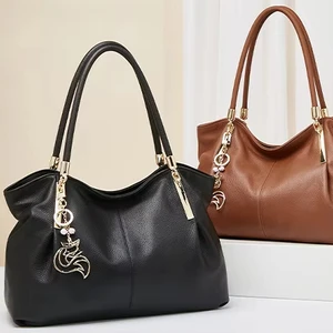 Eco-friendly Companies Designer High Quality Luxury Real Cow Genuine Leather Ladies Big shoulder Bags Women's Tote Bag