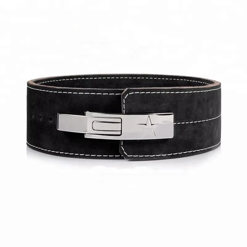 Custom Back Support Gym Leather Powerlifting Lever Belt Weight Lifting Belts Buckles Weightlifting Lever Belt logo