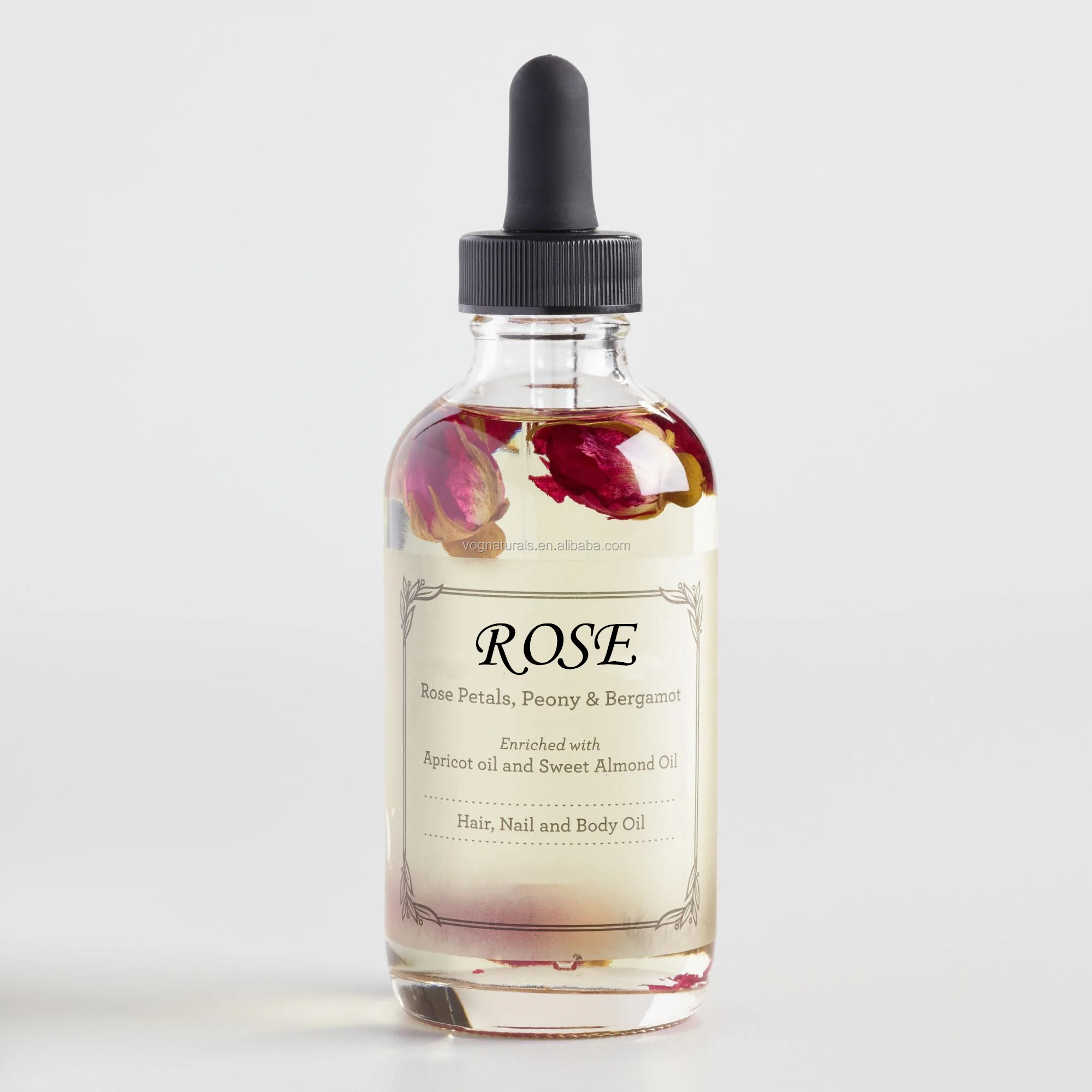 OEM Rose Multi-Use Oil , Natural Rose Flower Petals Facial Oil, Vitamin E and Sweet Almond Oil Moisturizing Essential Oil