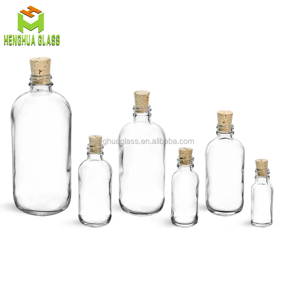 1/2 oz 1oz 2oz 4oz 8oz 16oz 32oz 15ml 30ml 60ml 120ml 240ml 500ml 1000ml clear Round Glass boston Bottle with