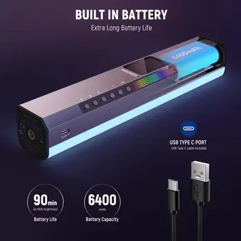 Video Lighting Equipment RGB Handheld LED Video Light Wand Stick with 6400mAh Built-in Battery detail image