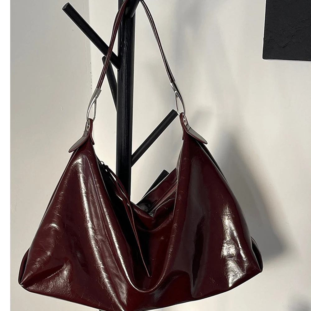Custom Autumn and Winter New Single Shoulder Bag Oil Wax Leather PU Large Capacity Tote Bag Retro Soft Leather Hand  Bag
