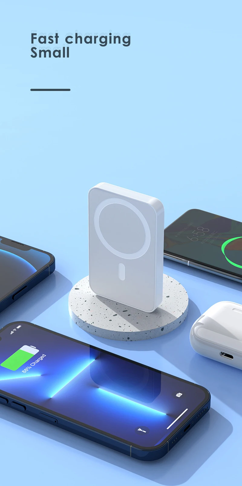 10000mAh Magnetic Portable Battery PD 30W Fast Charging Wireless Charger Magsafe Power Bank