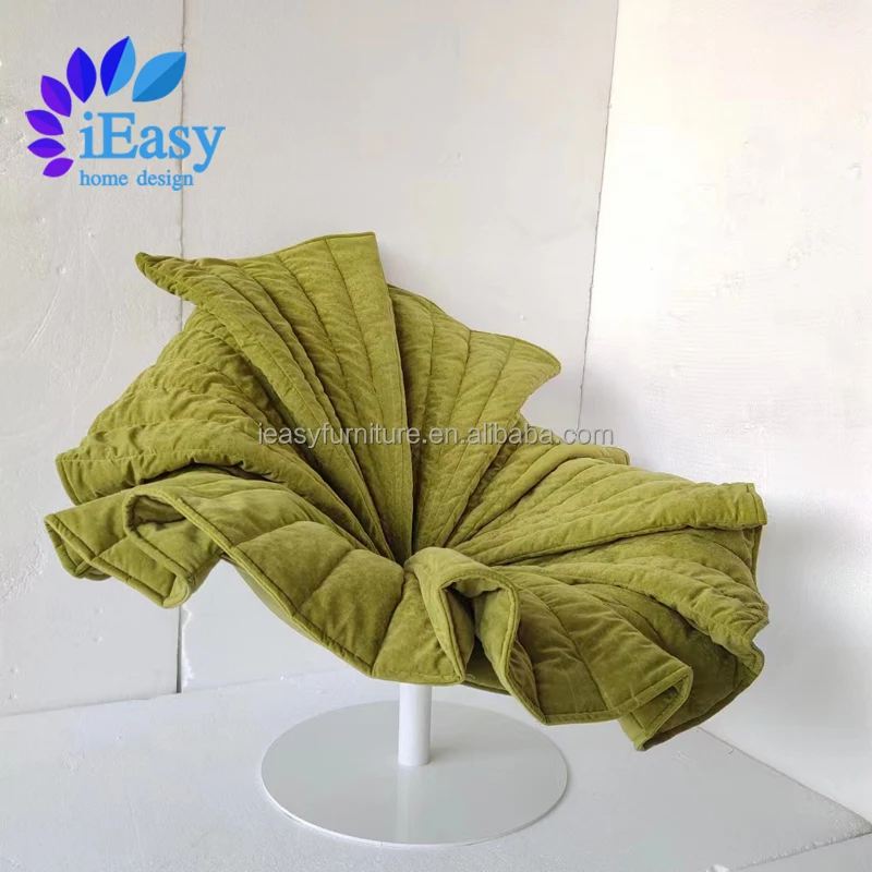 IEasy China Italian Creative Design Modern Velvet Flower Fabric Swivel Chair Petal Swivel Chair Velvet Fabric Petal Swivel Chair