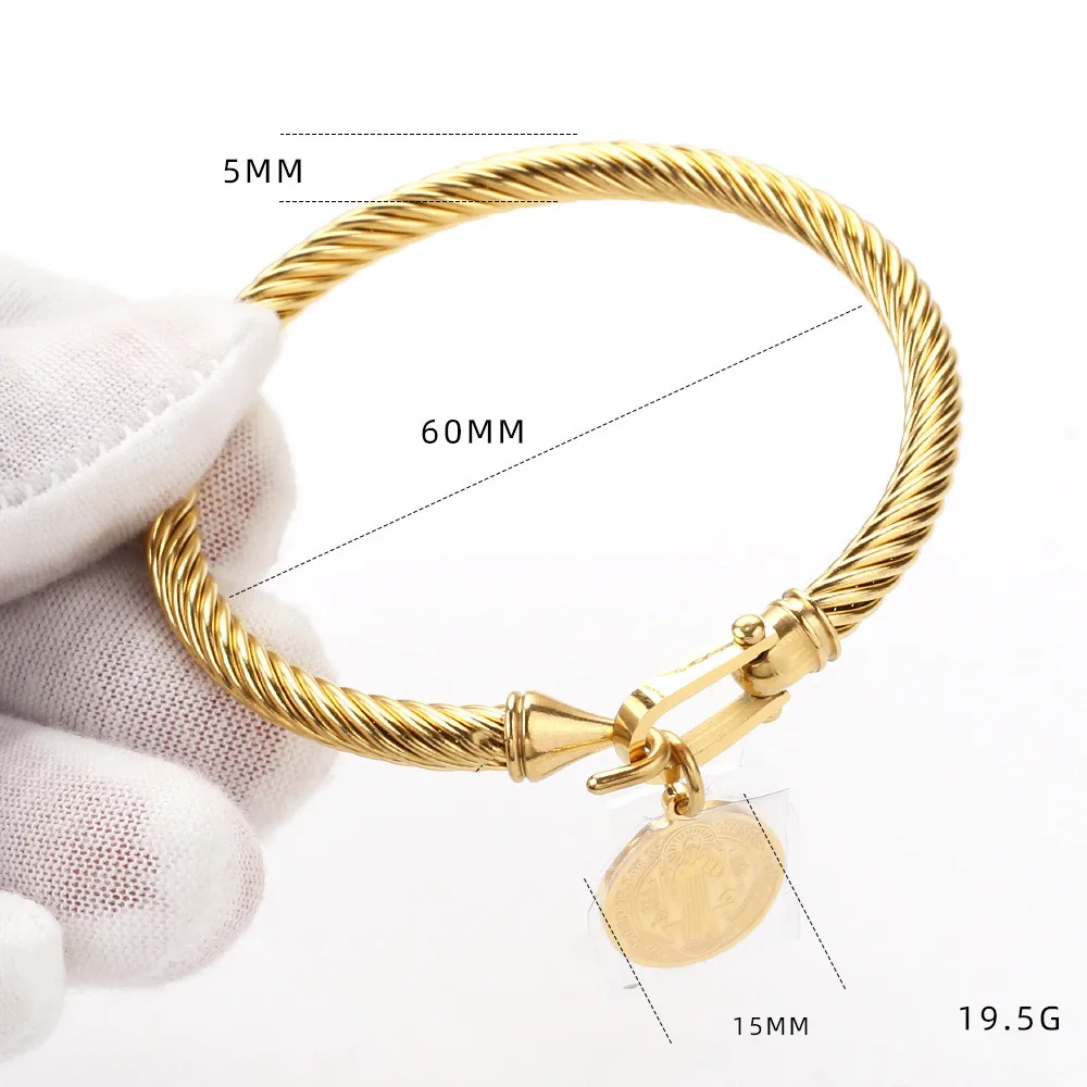 Braided Wire Rope Bracelet Horseshoe Buckle Titanium Steel Bracelet