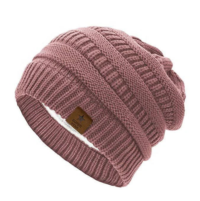 women's fleece lined beanie hats