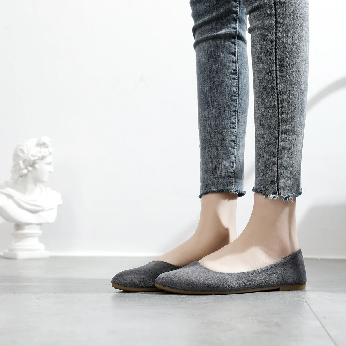 Women Suede Shoes Flat Sexy Dress Flats Casual Slip on Shoes