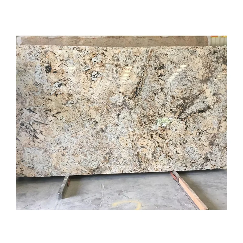 Kitchen Island Top European Design Polished Big Slab Eco-Friendly Exotic Golden Beige Yellow Granite for Villa Home Interior