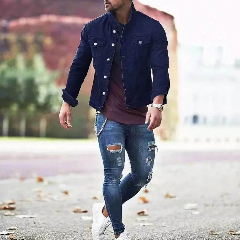 2023 New Fashion Wholesale Plain Washed Cotton Casual Black Jeans Jacket  For Men - Buy Men Jacket,Jacket For Men,Jeans Jacket For Men Product on  
