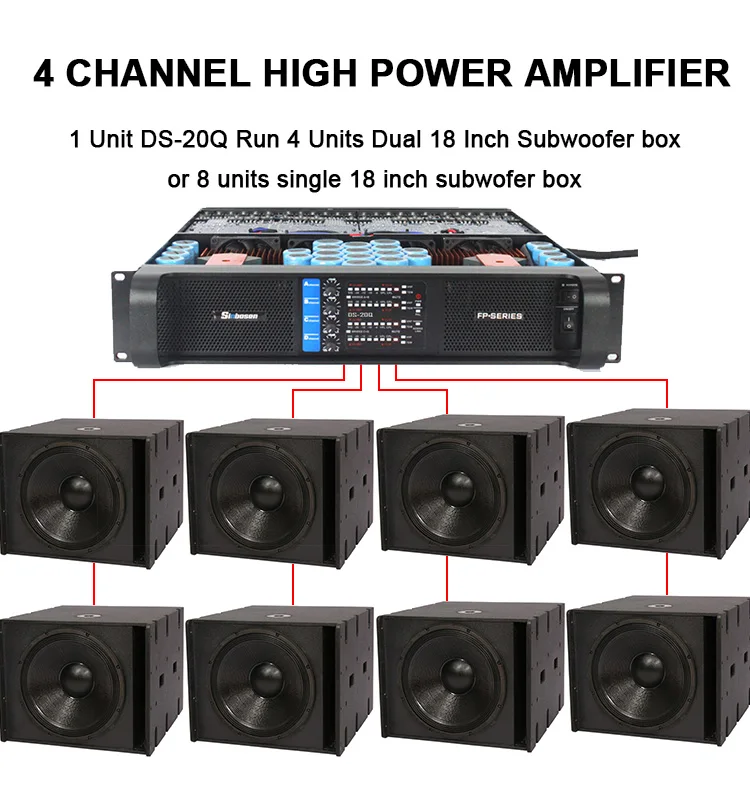 Capacitor Upgrade Ds20q 4 Channel 20000 Watt Professional Power Amplifier For 18 Inch Subwoofer