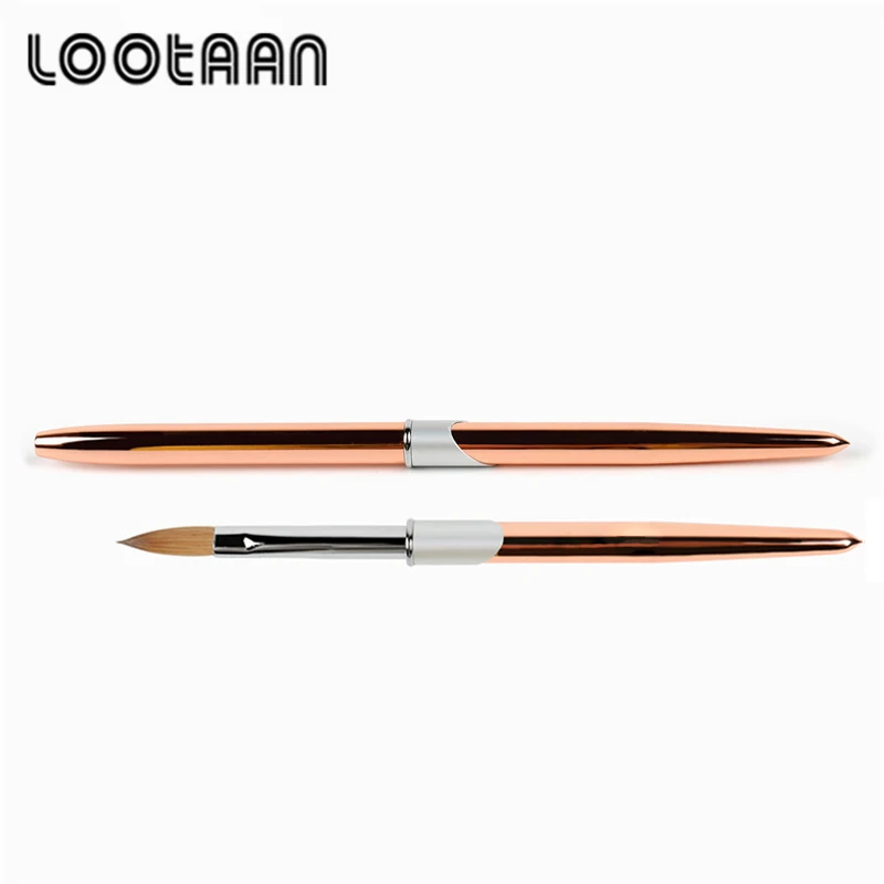 2021 профессиональная Фирменная этикетка розовый Золотой Гель-лак для ногтей набор кистей 100% чистый колонский мягкий соболиный ногтей акриловая кисть Набор для дизайна