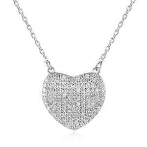 925 Sterling Silver Women's Necklace Weddings Parties Aaa Cubic Zirconia Poker Red Heart Diamond Gold Chains Main Jewelry