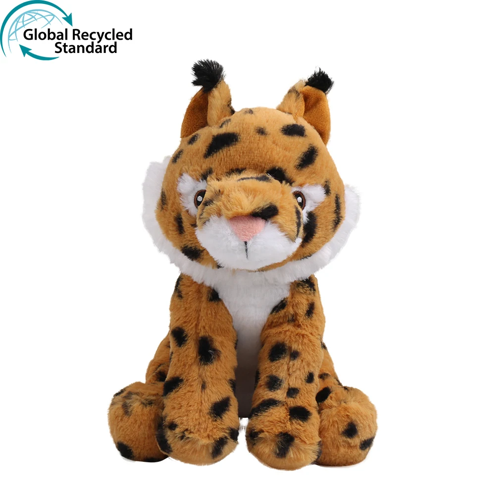 grs certificated eco soft toy 100% recycled custom stuffed lynx