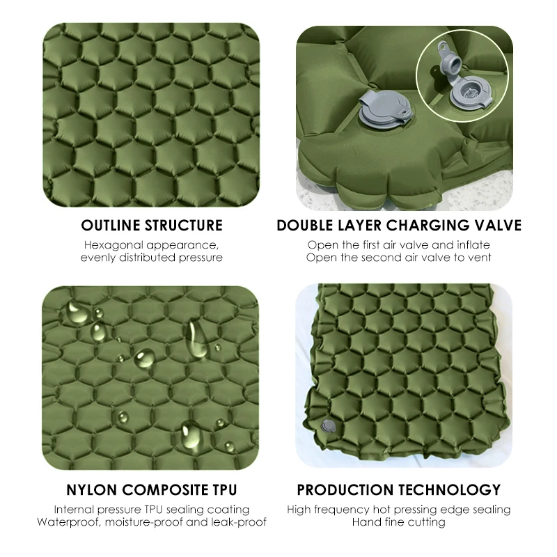 Camping Inflatable Sleeping Pad Ultralight Compact Camping Mat Sleeping Cushion with Pillow Inflatable Sofa Air Mattress