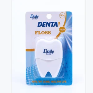 Daily Care Good Price Private Label Interspace Floss Tooth Shape 50m Waxed Nylon Floss for Teeth Gap Cleaning