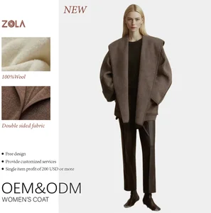 Elegant Luxury Office Lady Women's Short Winter Coats Solid Color Wool Custom Breathable Eco-Friendly