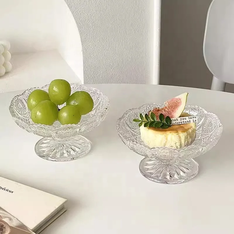 デザートカップ,クリスタルカラーハイフットフルーツプレートひまわり