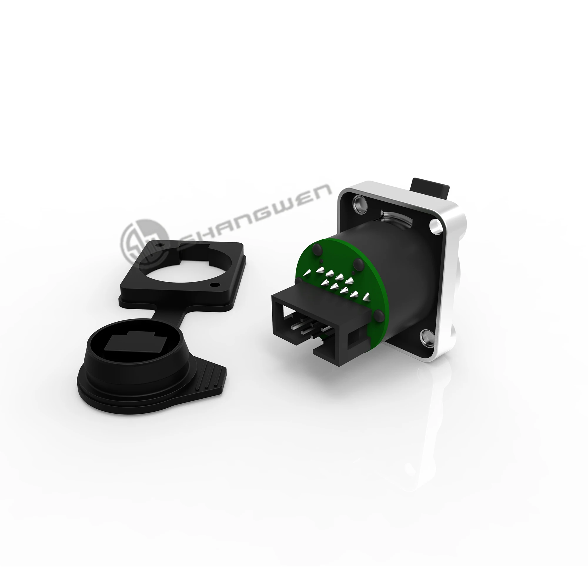 Outdoor IP65 Straight Plug 8P Horn Socket Rj45 8 Pin Female Connector Ethernet Signal Cable Network Electrical Cable Connector