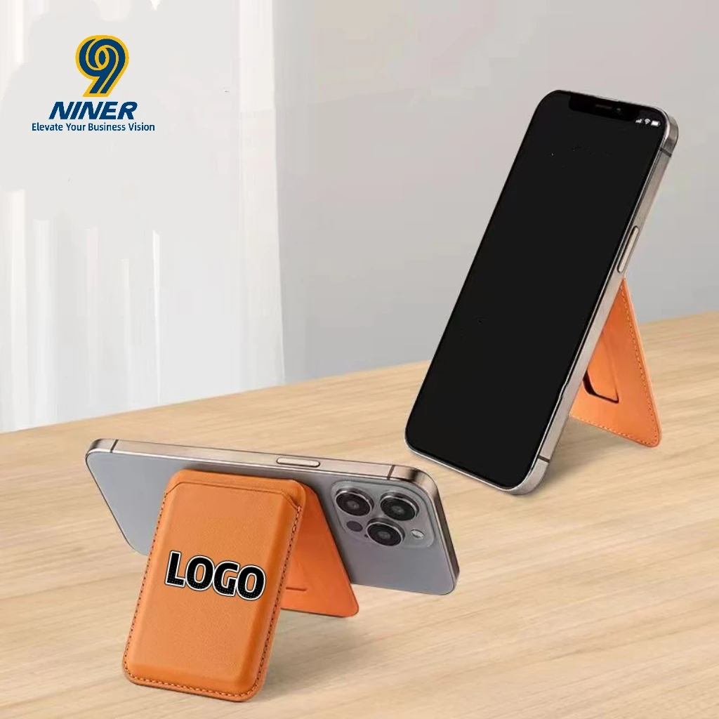 Customizable logo mobile phone stand multi-functional folding magnetic card pouch PU leather card pouch wholesale
