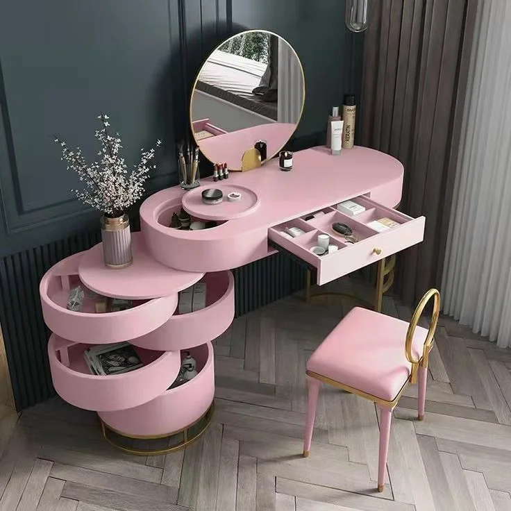 2022 Light Luxury Dressing Table Storage Cabinet Small Apartment Dressing Table with Mirror